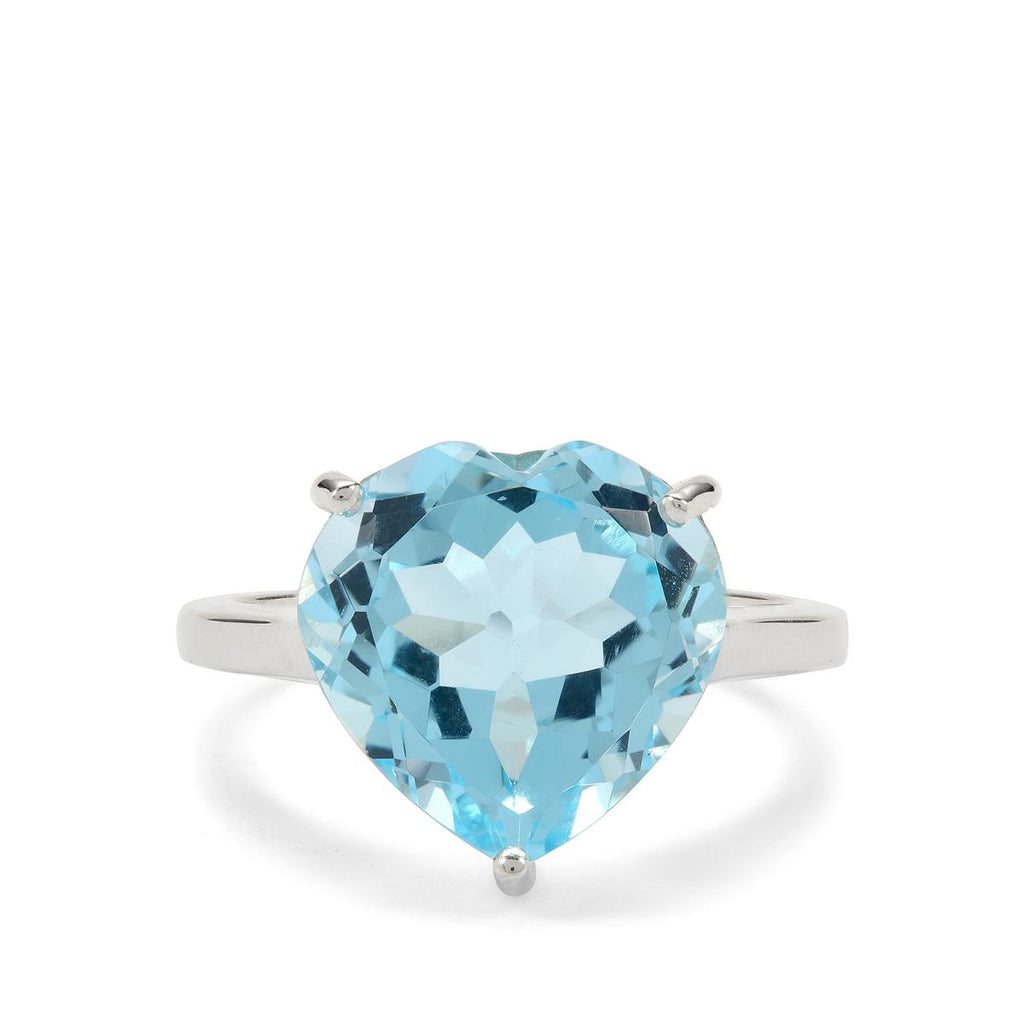 925 Blue Topaz Heart Ring (100% Pure Chandi)