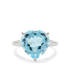 925 Blue Topaz Heart Ring (100% Pure Chandi)