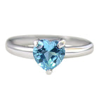 925 Blue Topaz Heart Ring (100% Pure Chandi)
