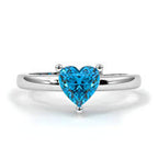925 Blue Topaz Heart Ring (100% Pure Chandi)